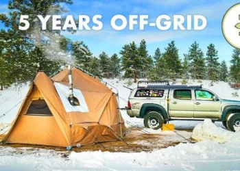 Extreme Off-Grid Living in a 4 Season Tent & Tiny Truck Camper